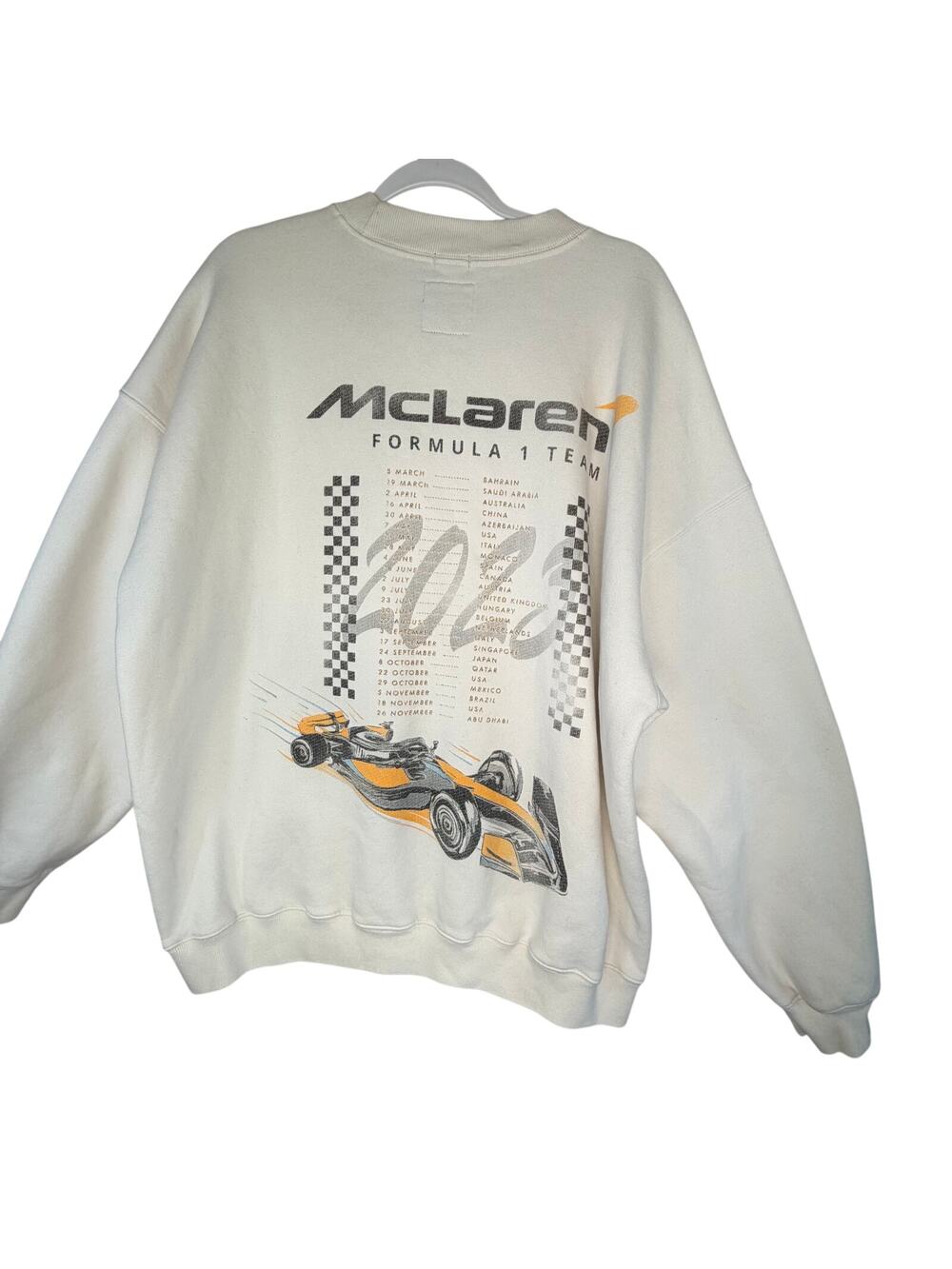Hollister McLaren F1 Team Oversized Crewneck Sweatshirt Men Size XL White Racing